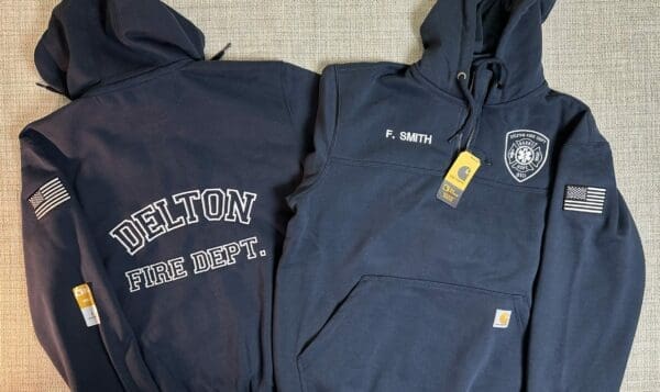 DELTON FIRE DEPARTMENT EMBROIDERED CARHARTT RAIN DEFENDER 1/4 ZIP HOODIE-new - Image 3